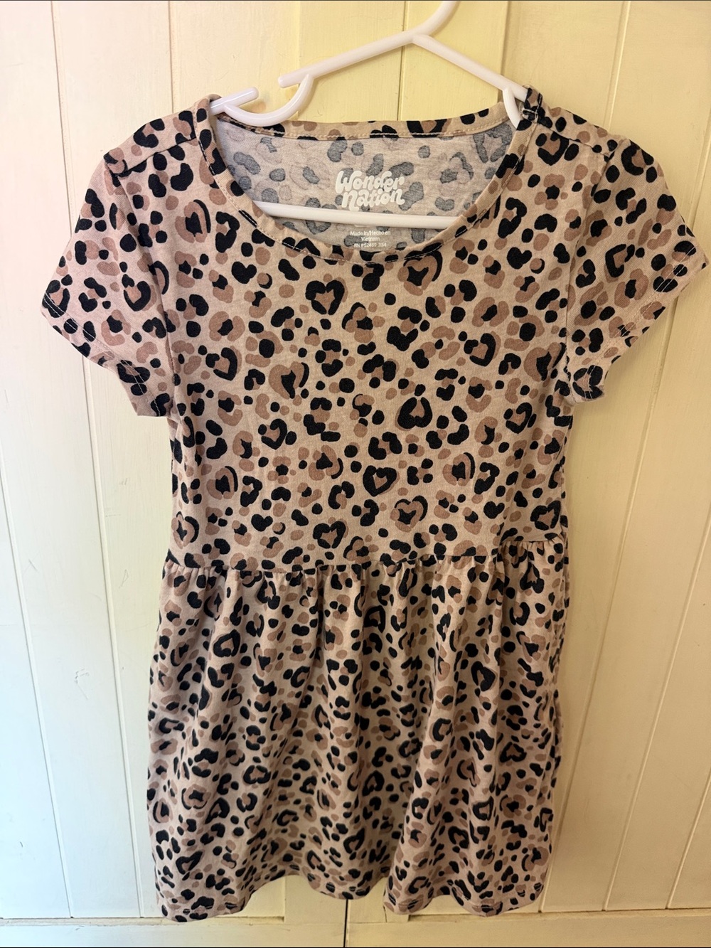 3/$6 wonder nation Taupe and Black Leopard Print Knit Dress